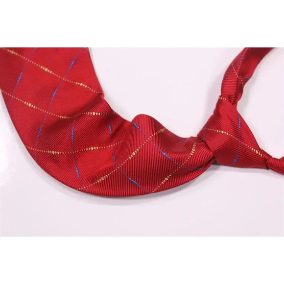 Thomas Pink Red Twill Checkered Silk Handmade Necktie Tie - Picture 1 of 7